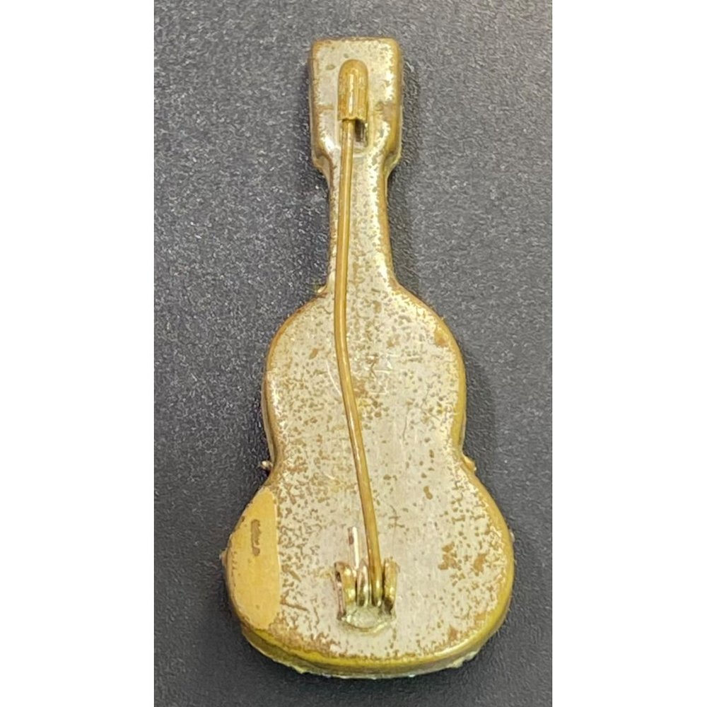 Vintage Micro Mosaic Guitar Brooch Pin Italy Gold Tone Instrument - Picture 7 of 7